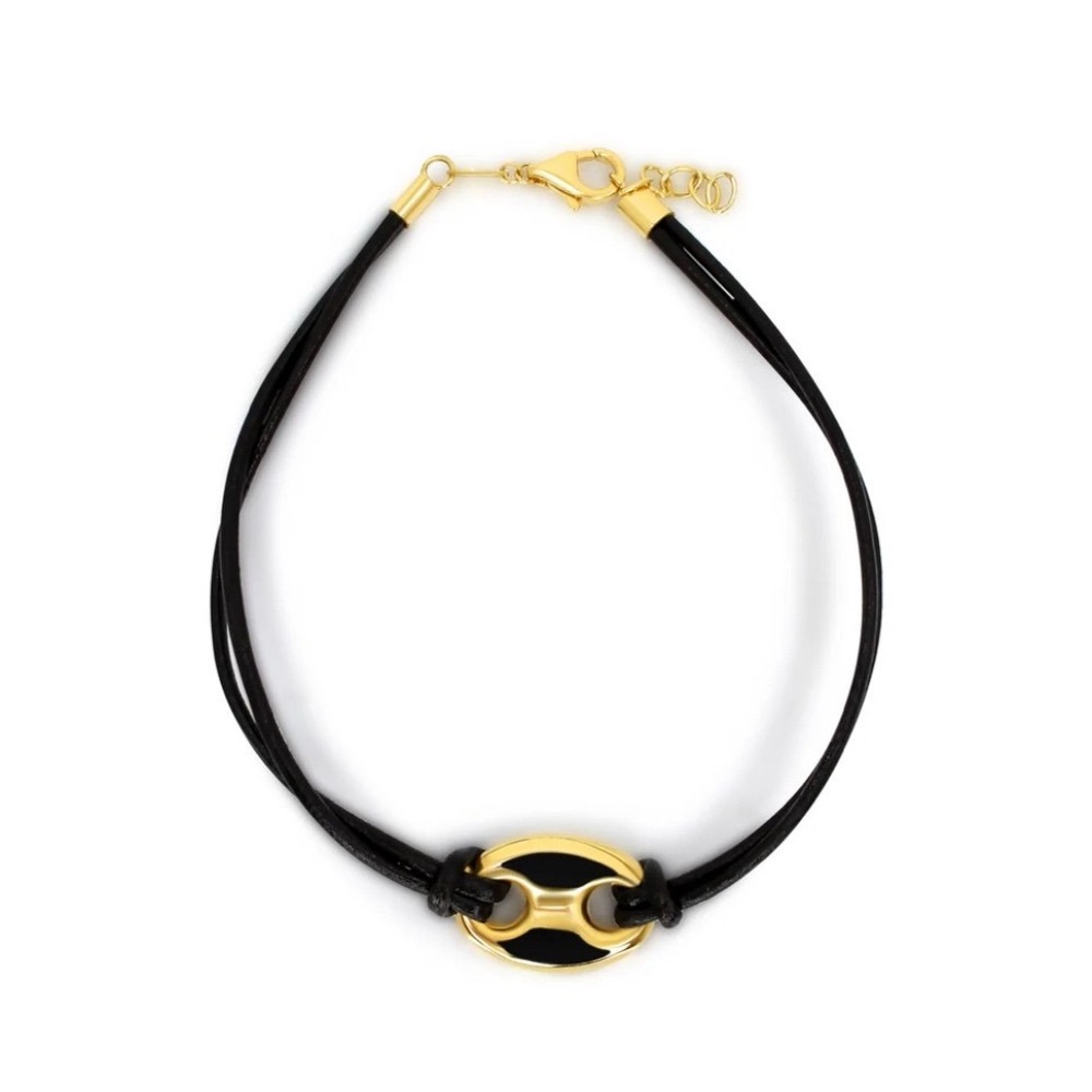 Mariner Adjustable Gold and Onyx Bracelet